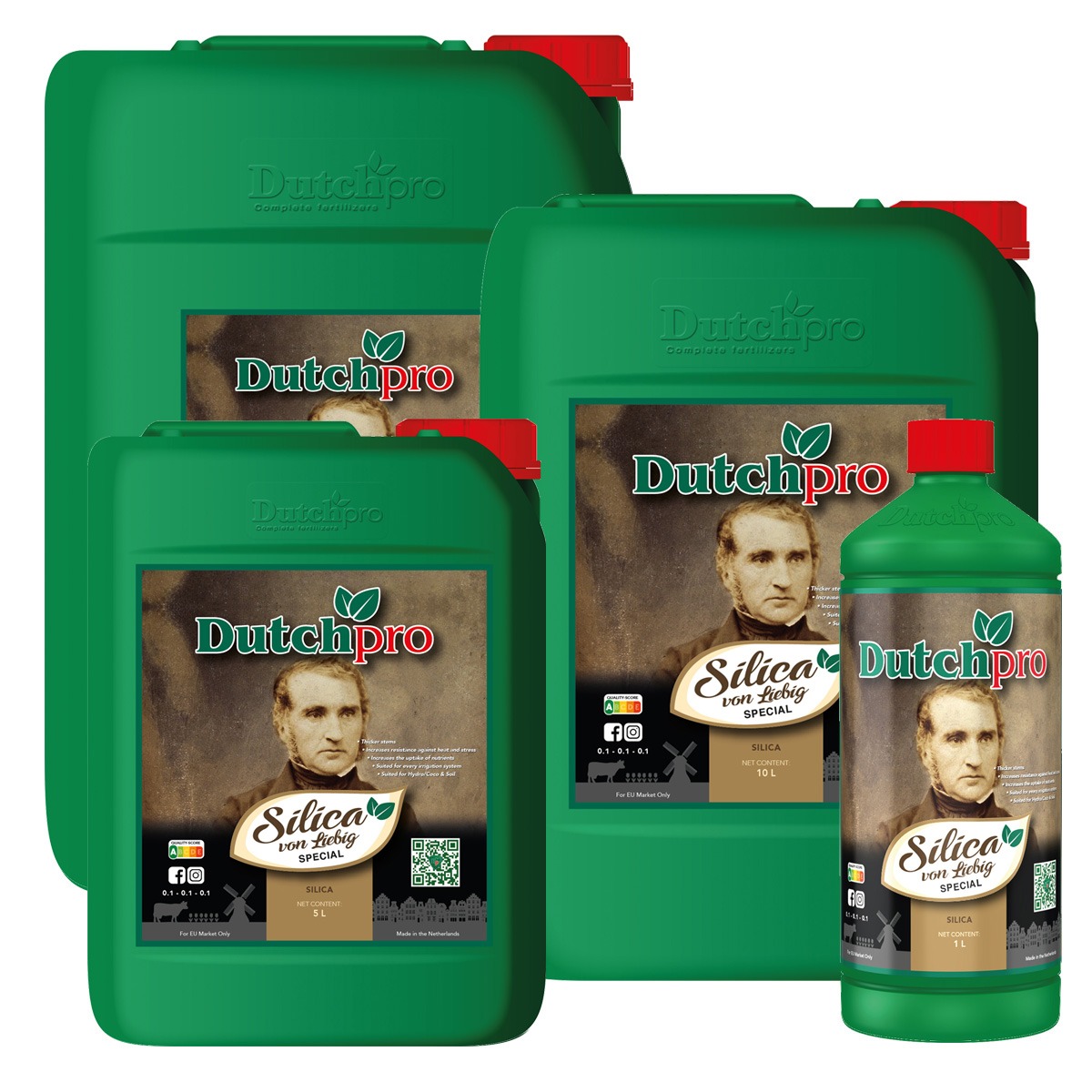 Set of all sizes of Dutch Pro Silica Von Liebig