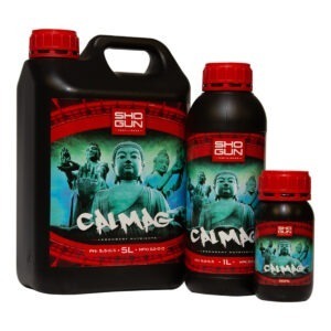 250ml, 1L and 5L bottles of Shogun Calmag