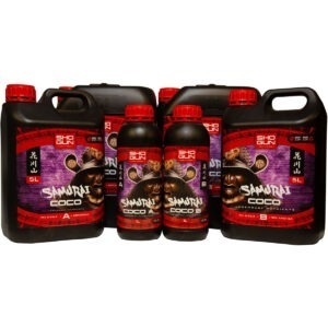1L, 5L and 10L bottles of Shogun Samurai Coco A+B